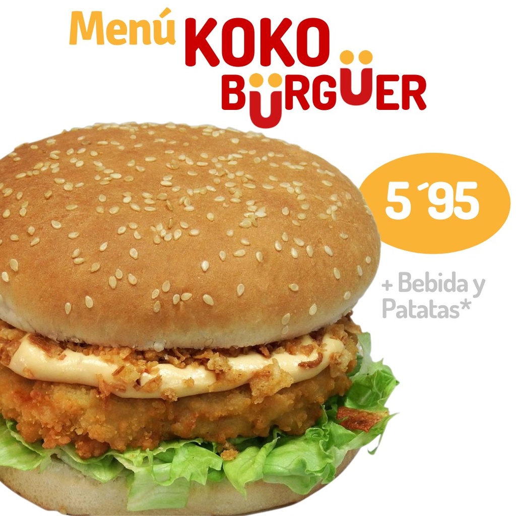 Menú Koko Burger Con Patatas y Bebida