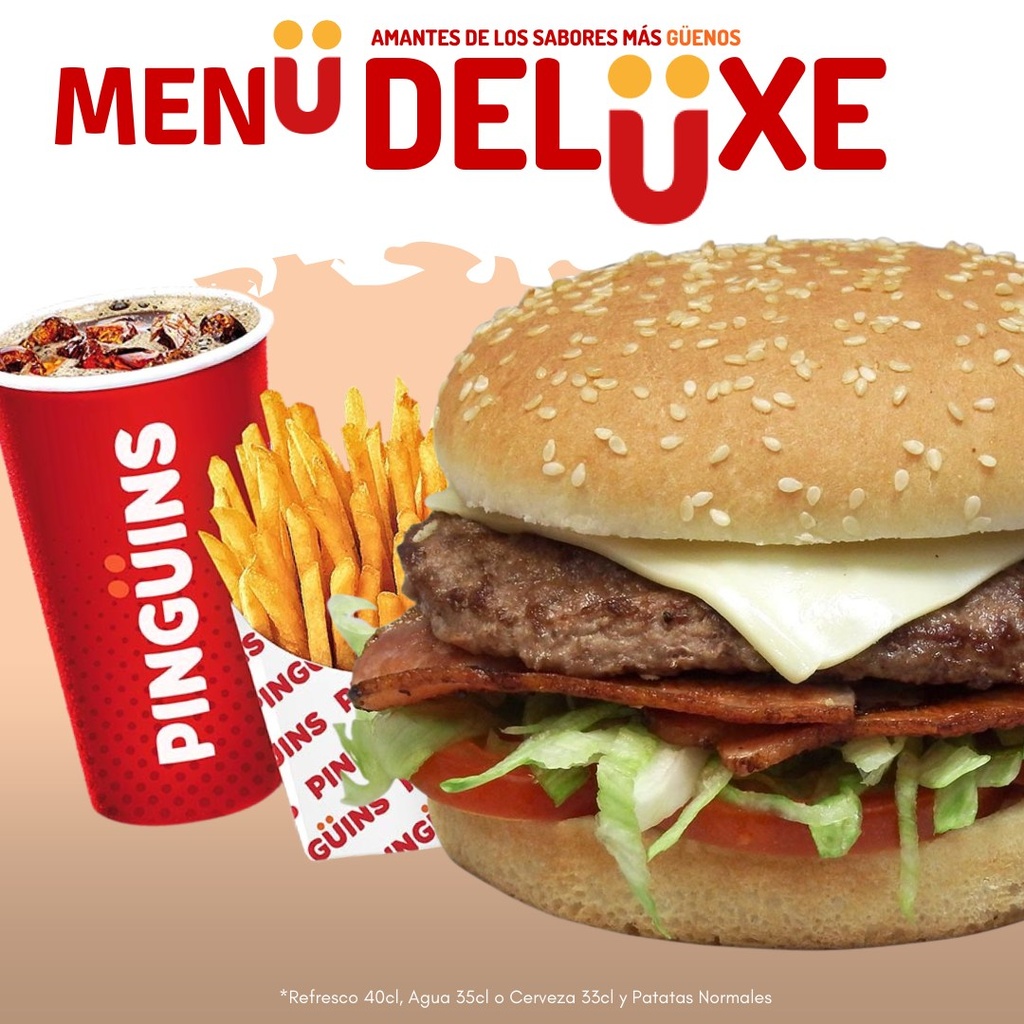 Menú Burger Deluxe Con Patatas y Bebida