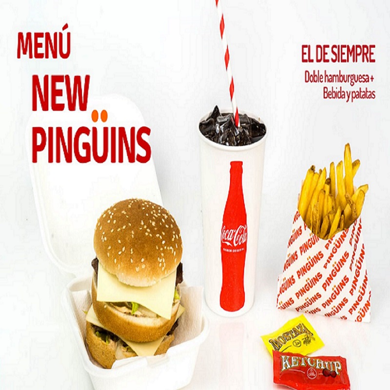 Menú Burger New Pinguins Con Patatas y Bebida