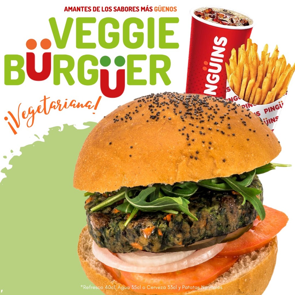 Menú Veggie Burger Con Patatas y Bebida